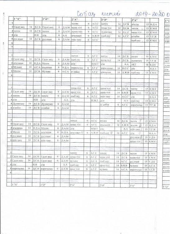 Сабақ кестесі