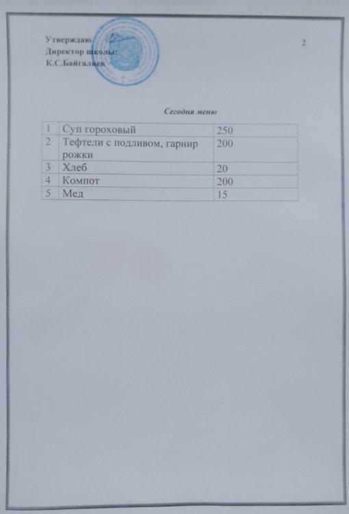 2021-2022 оқу жылына арналған ас мәзірі